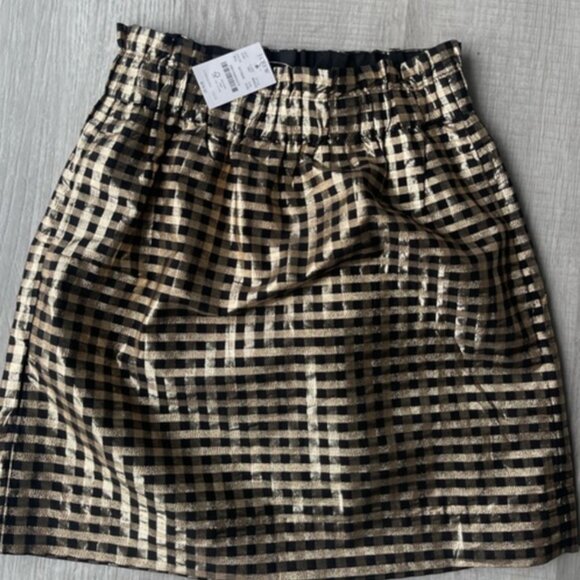 J Crew Factory Metallic Gingham Pull-On Mini Skirt - Picture 1 of 3